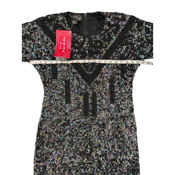 Vintage Jean for Joseph Le Bon Dress Black Beaded Sequined Pure Silk Dress M NWT - Picture 5 of 13
